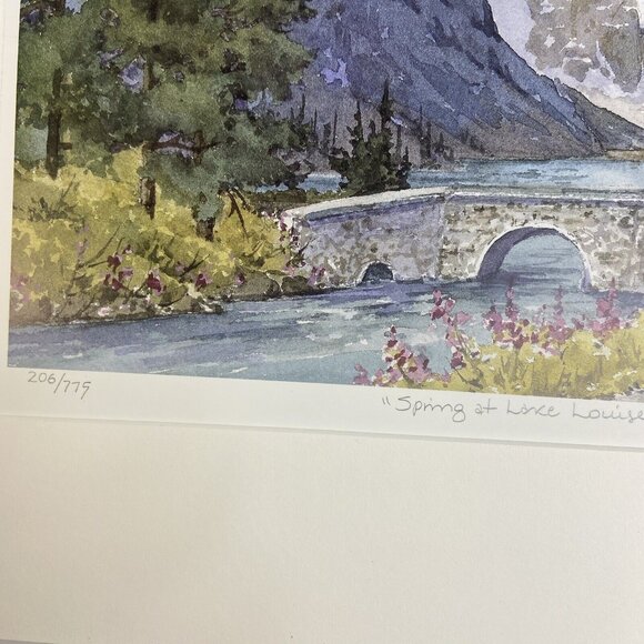Art Print Spring at Lake Louise Marilyn Kinsella Signed 206/779 10 x 15 - Picture 3 of 8